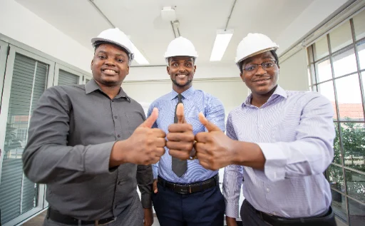 Engineering team giving a thumbs-up
